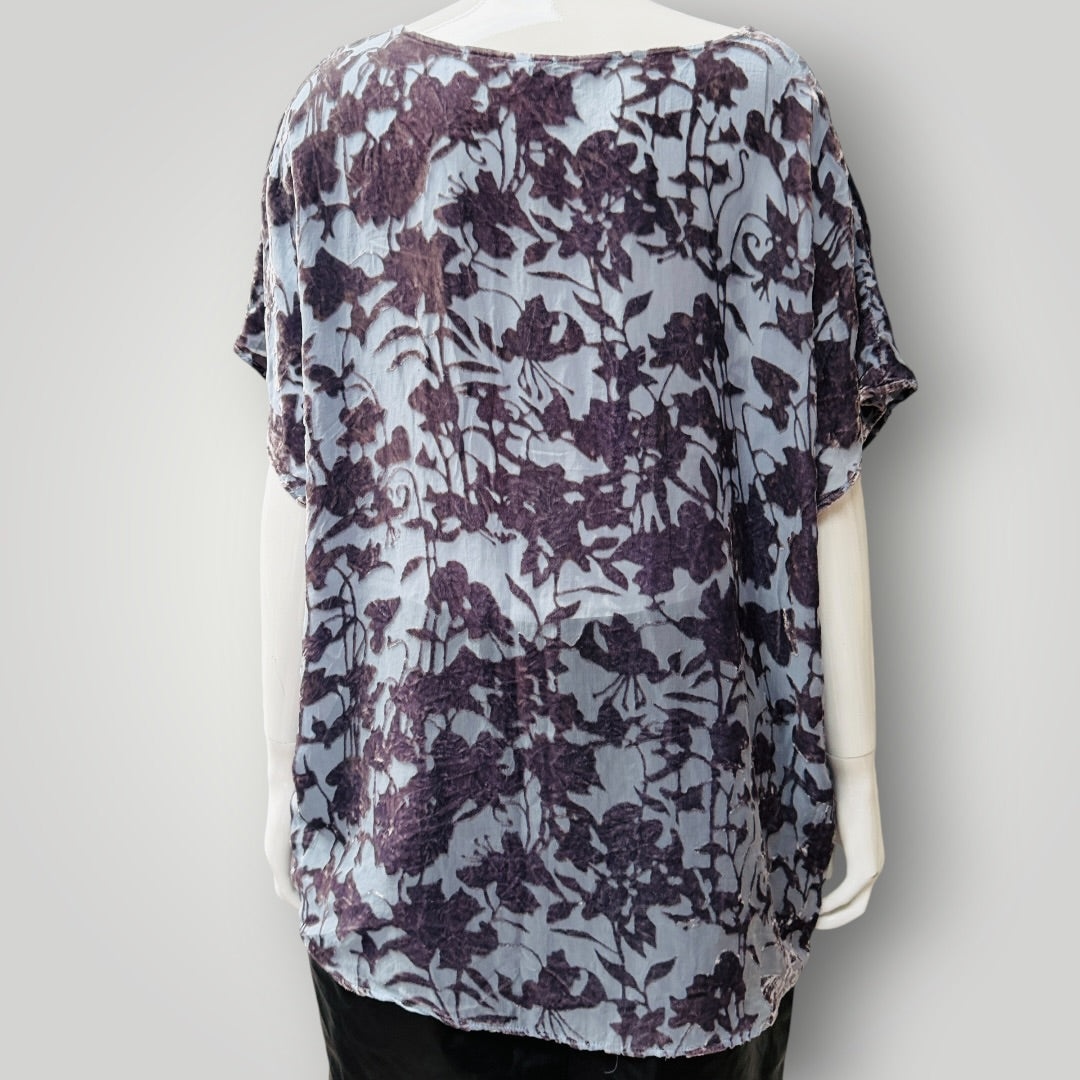 JIGSAW / silk velvet loose fit boho top / 14 (3917331976519360264)