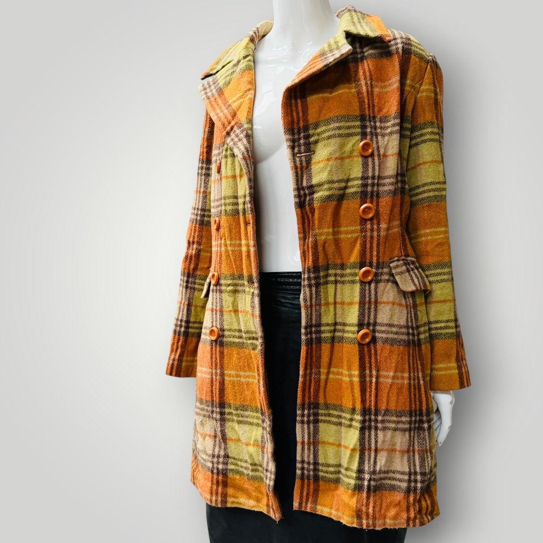 korean vintage / CATHERINETTE / plaid wool coat / s/m (3917331983011583160)