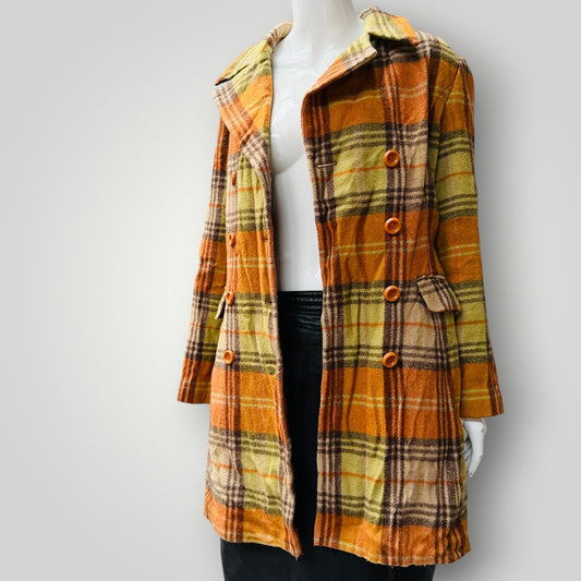 korean vintage / CATHERINETTE / plaid wool coat / s/m (3917331983011583160)