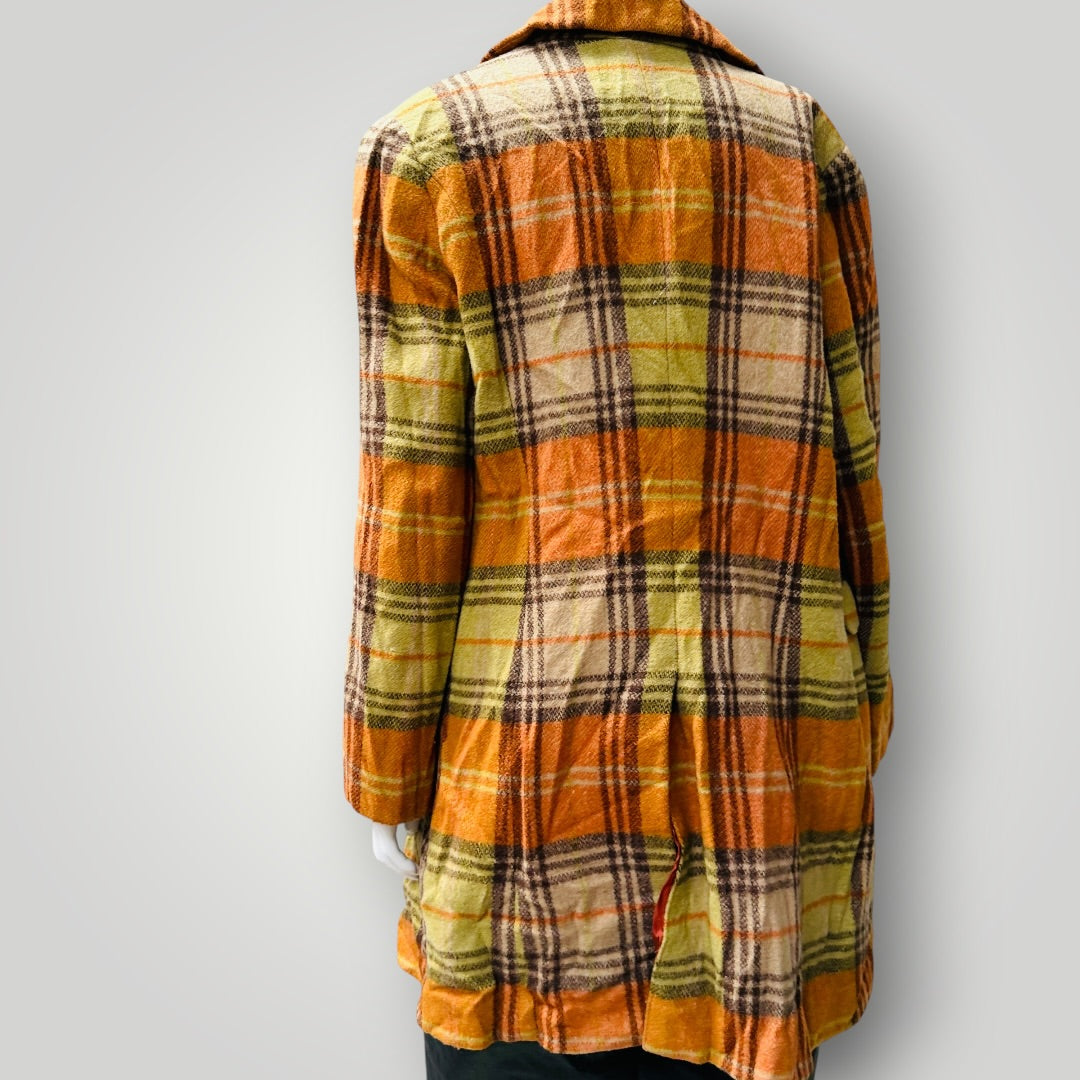 korean vintage / CATHERINETTE / plaid wool coat / s/m (3917331985222728644)