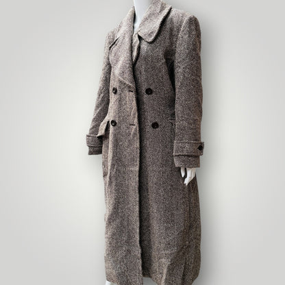 1990s vintage / Laura Ashley /  tweed herringbone wool coat / M/L (3917331987360606276)