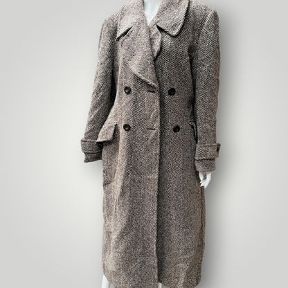 1990s vintage / Laura Ashley /  tweed herringbone wool coat / M/L (3917331989563733205)