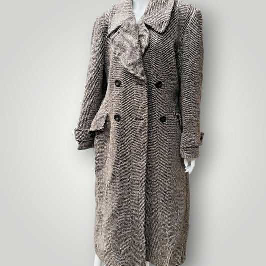 1990s vintage / Laura Ashley /  tweed herringbone wool coat / M/L (3917331989563733205)