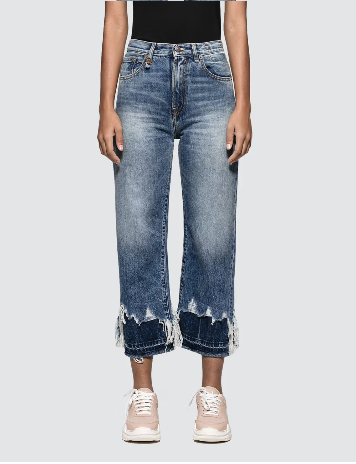 R13 / High Rise Camille jeans / shredded double hem / 28 / made in italy (3917332834176568795)