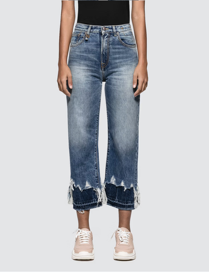 R13 / High Rise Camille jeans / shredded double hem / 28 / made in italy (3917332834176568795)