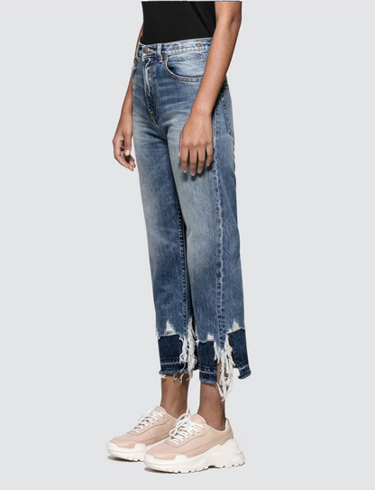 R13 / High Rise Camille jeans / shredded double hem / 28 / made in italy (3917332838588740319)