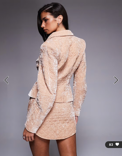 ASOS LUXE / velvet quilted jacket in light pink / 16 (3917338069911864874)