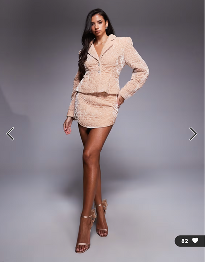 ASOS LUXE / velvet quilted jacket in light pink / 16 (3917338082992722798)