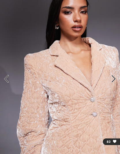 ASOS LUXE / velvet quilted jacket in light pink / 16 (3917338091468877068)