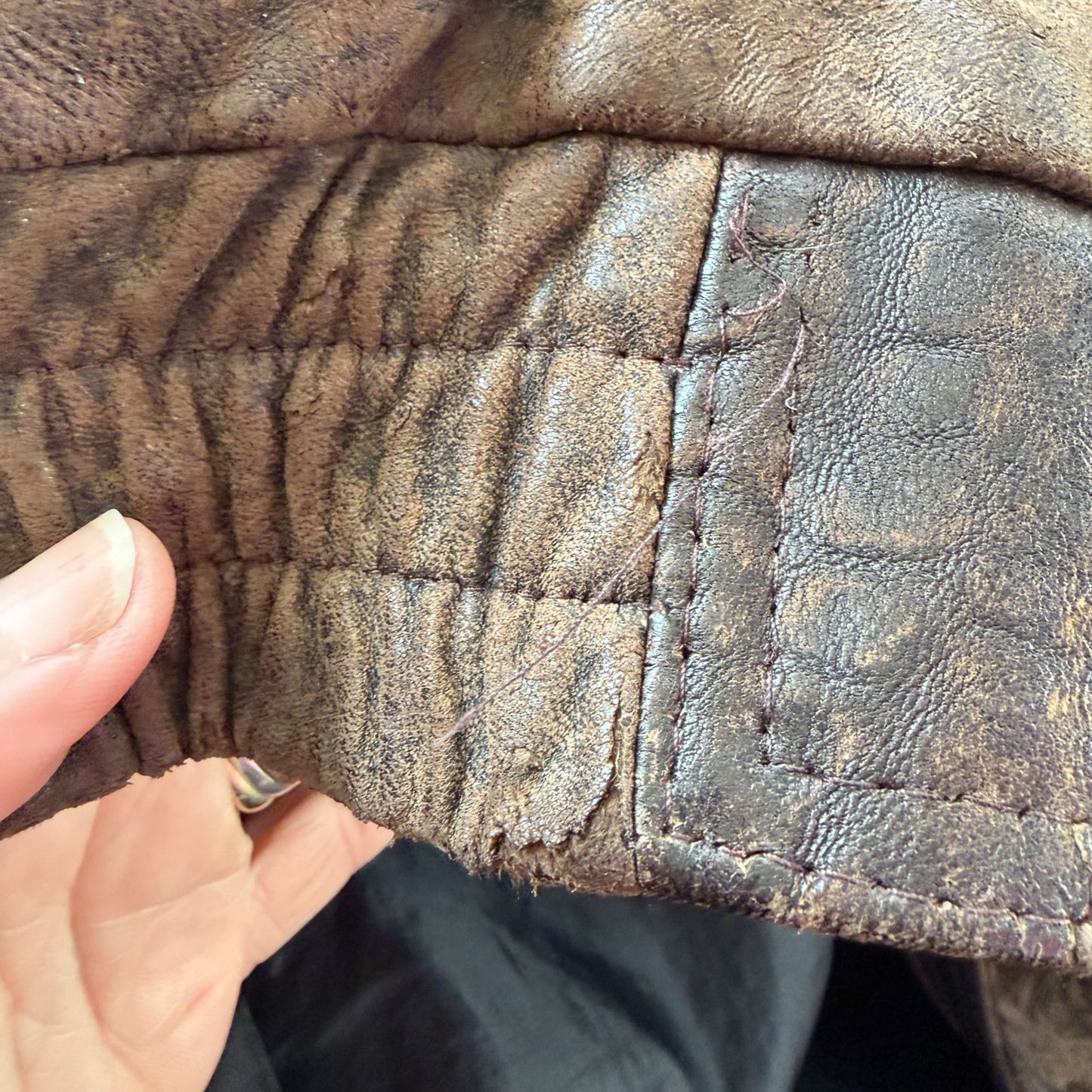 1980s vintage / brown leather biker jacket / L (3917343773962122693)