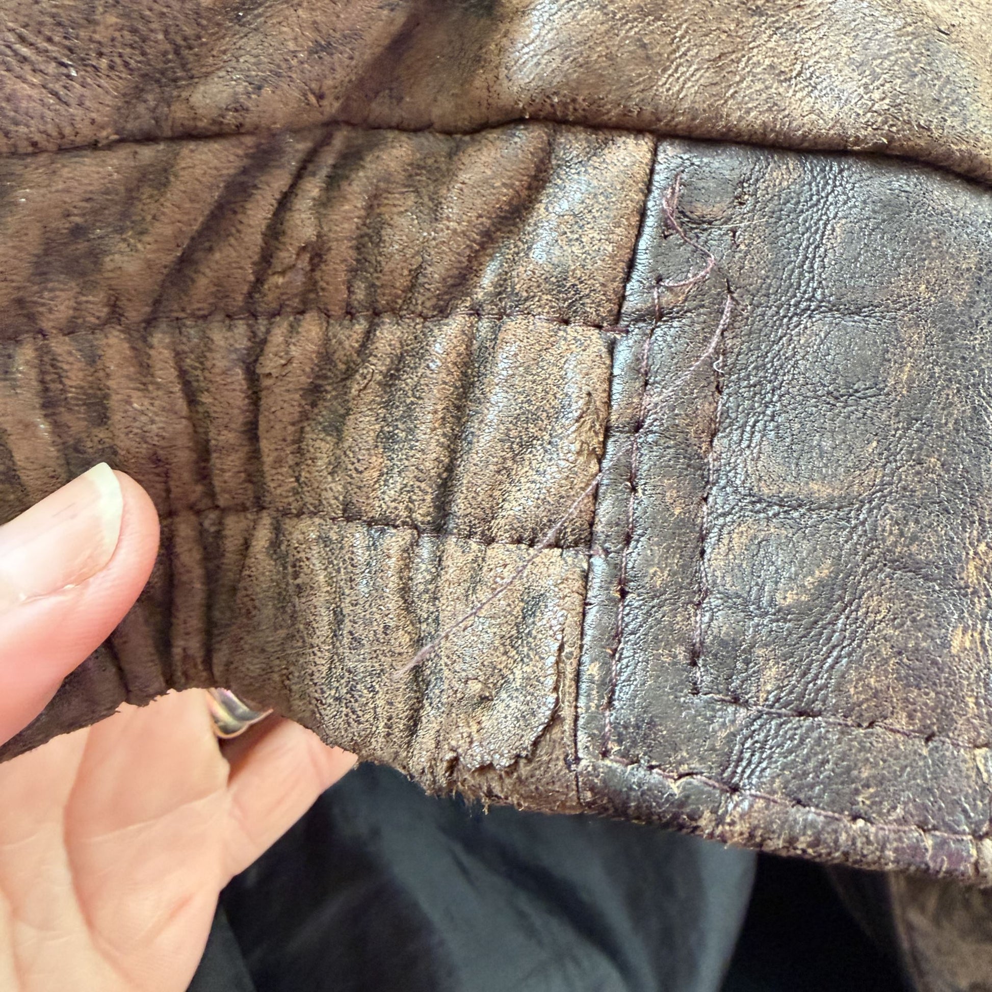 1980s vintage / brown leather biker jacket / L (3917343773962122693)