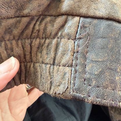 1980s vintage / brown leather biker jacket / L (3917343773962122693)