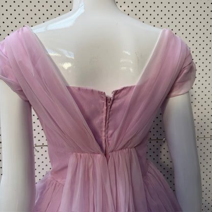 1950s/1960s vintage / pink chiffon party dress / s (3917349690172809049)