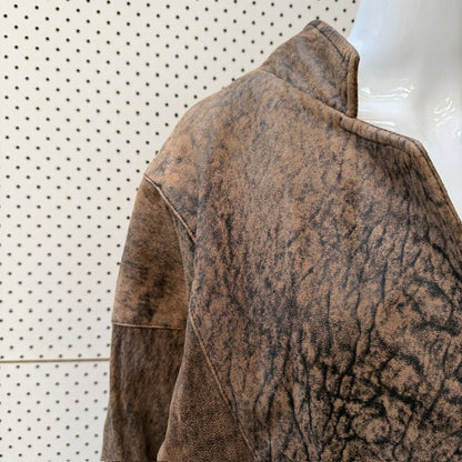 1980s vintage / brown leather jacket / cinched waist / s (3917699437720736994)