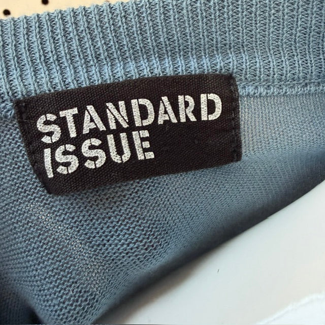 STANDARD ISSUE / blue v neck jumper / s/m (3917699506276124482)
