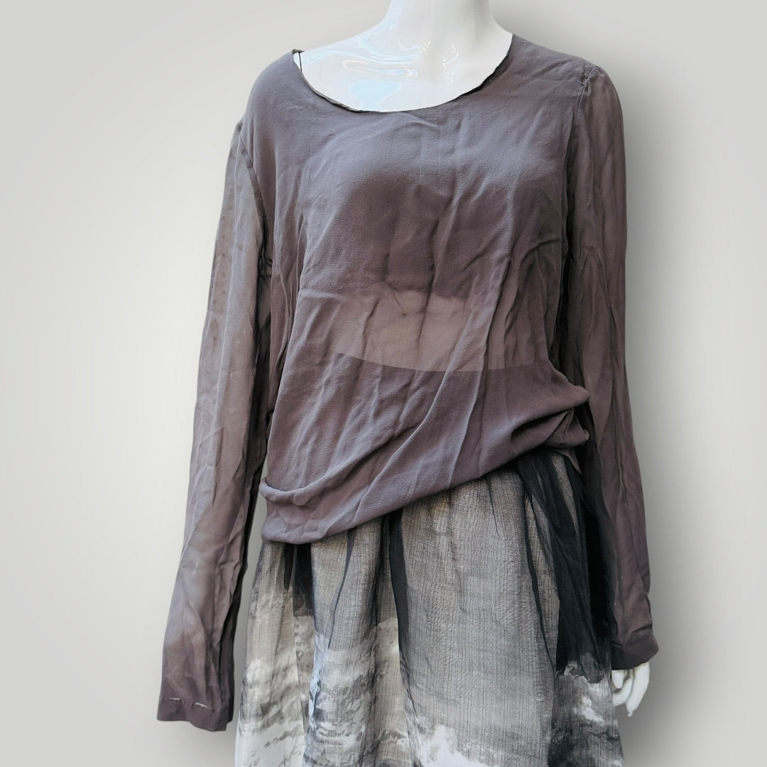 ZAMBESI / silk longsleeved tee / 12 / made in nz (3917700348465136381)