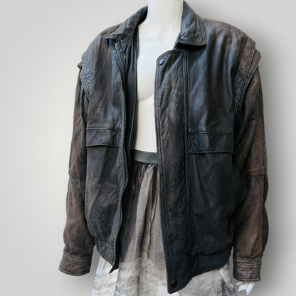 1980s nz vintage / LEATHER IMAGE / shaped black leather jacket / 22 (3917700391789589660)