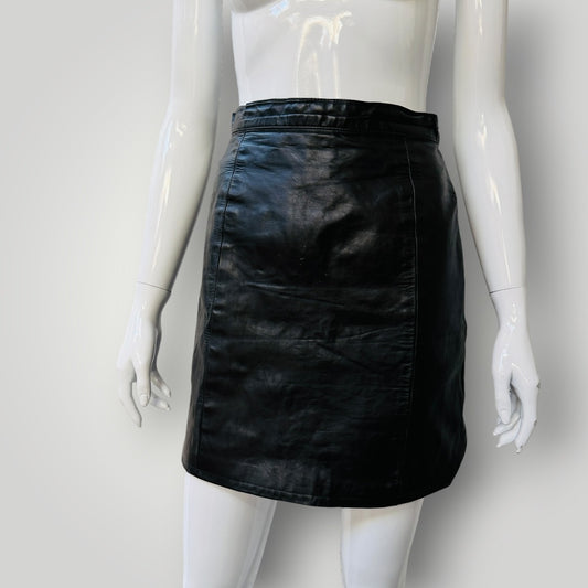 1990s nz vintage / leather / mini / skirt / s (3917700404047936156)