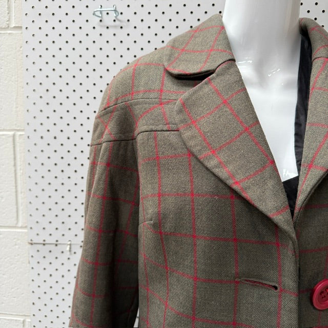 Y2k nz vintage / RICOCHET / 100% wool coat in plaid / s (3917951767230160679)