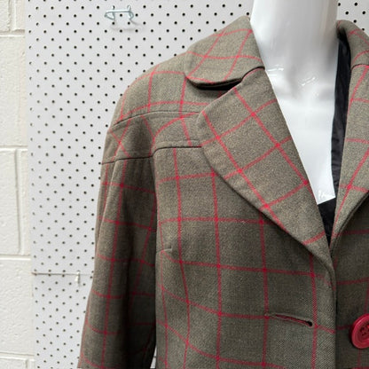 Y2k nz vintage / RICOCHET / 100% wool coat in plaid / s (3917951767230160679)