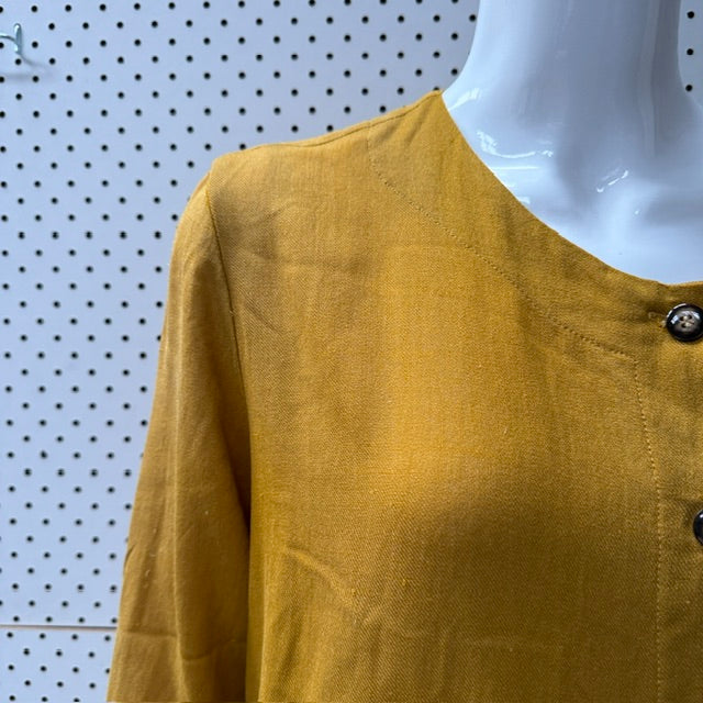 WIDDESS / mustard wool dress or jacket / 12 / made in nz (3917951827044229386)