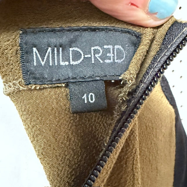 MILD RED / green maxi dress / 10 / made in nz (3917951833414446843)