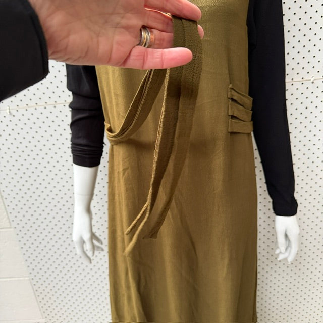 MILD RED / green maxi dress / 10 / made in nz (3917951841398968653)