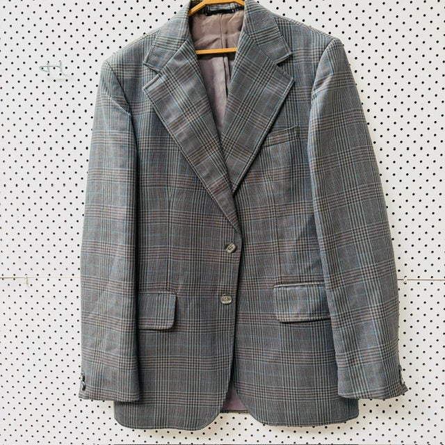 1970s vintage / DUGSON / men's suit / glen plaid woven wool / M (3917951876894171080)