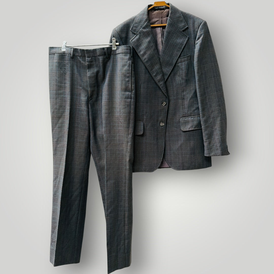 1970s vintage / DUGSON / men's suit / glen plaid woven wool / M (3917951904481508666)