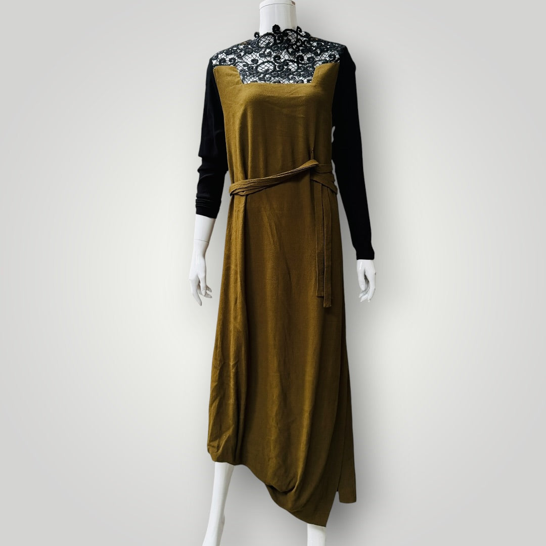 MILD RED / green maxi dress / 10 / made in nz (3917951917235950248)