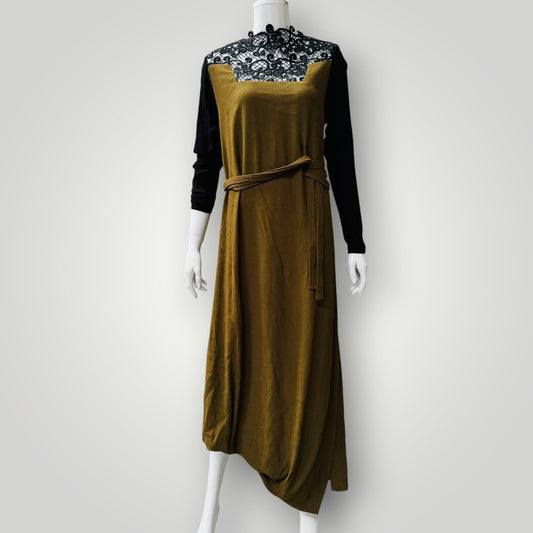 MILD RED / green maxi dress / 10 / made in nz (3917951917235950248)