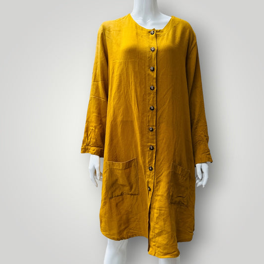 WIDDESS / mustard wool dress or jacket / 12 / made in nz (3917951923859247546)