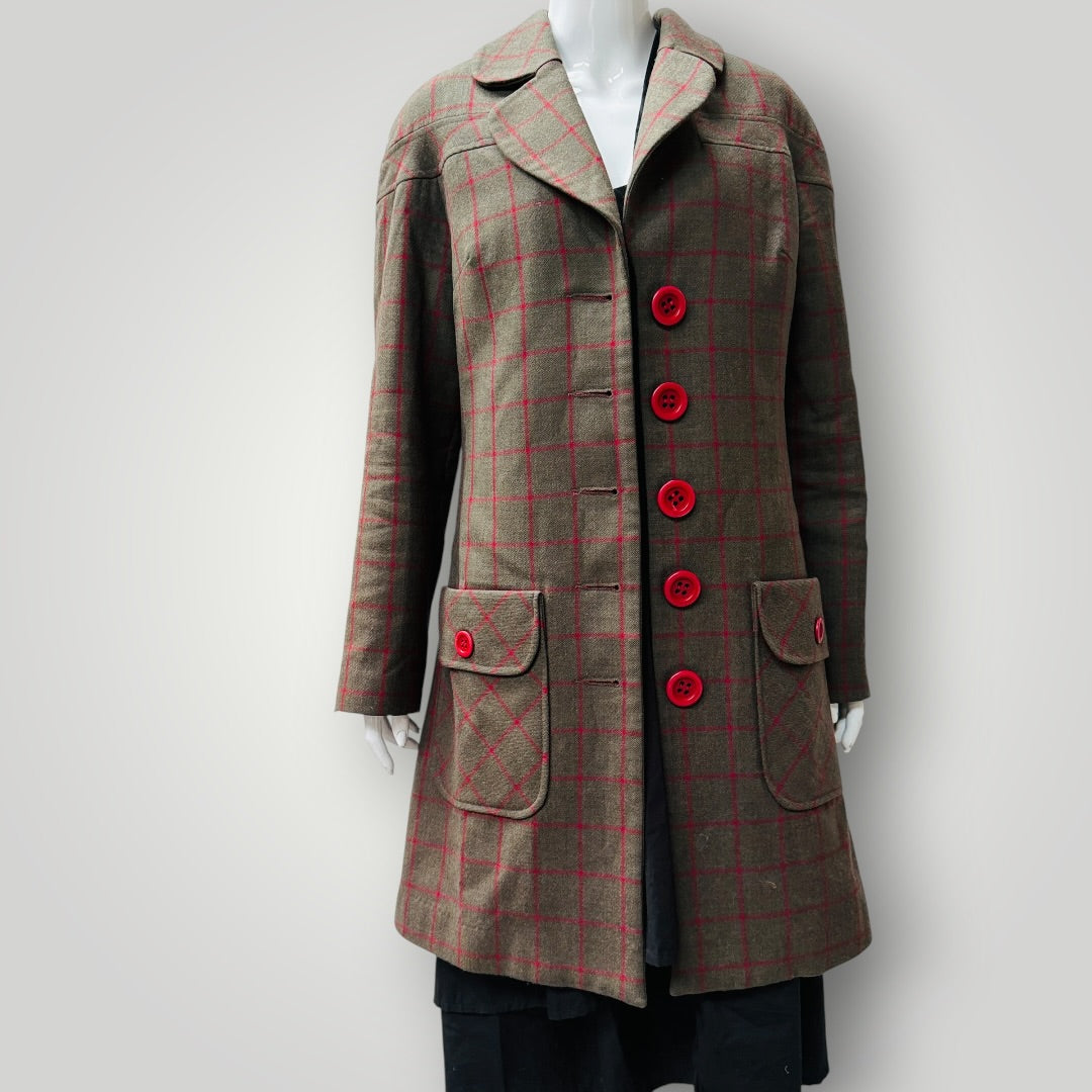 Y2k nz vintage / RICOCHET / 100% wool coat in plaid / s (3917951964599902775)
