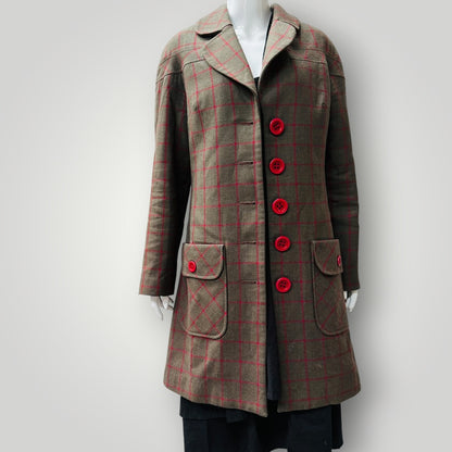 Y2k nz vintage / RICOCHET / 100% wool coat in plaid / s (3917951964599902775)