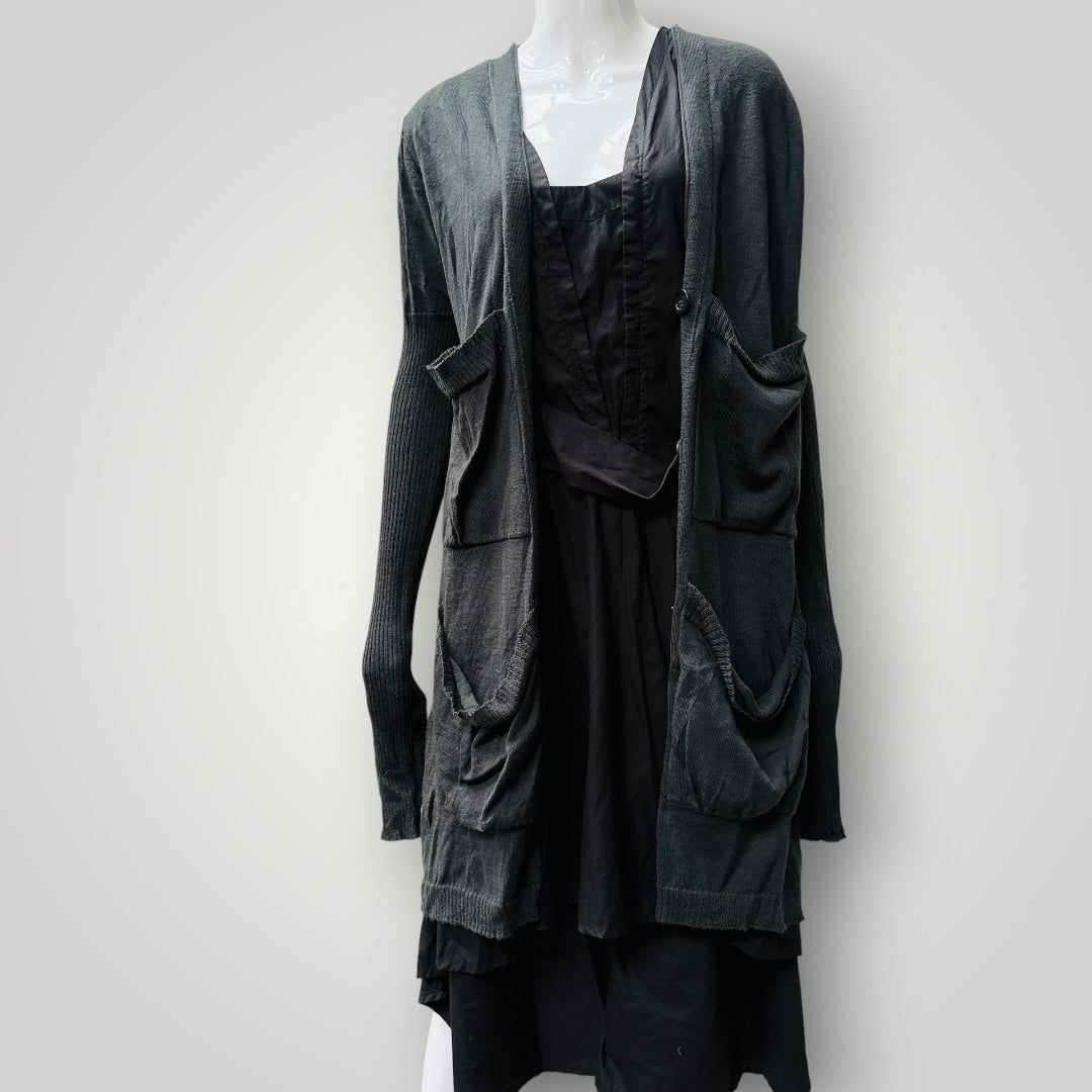 NOM*D / merino longline cardigan in khaki green / 1 (3917951973623286884)