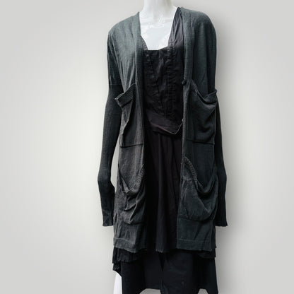 NOM*D / merino longline cardigan in khaki green / 1 (3917951973623286884)