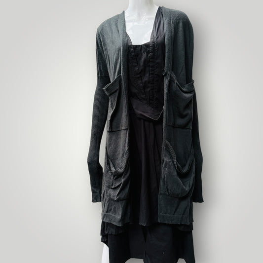 NOM*D / merino longline cardigan in khaki green / 1 (3917951973623286884)