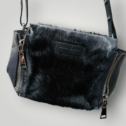 Status Anxiety / "The Ascendants" crossbody bag in leather and fur (3917951994038985493)