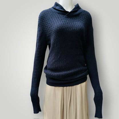 DAVID JONES / silk cotton jumper / shawl neck / s (3918020950804849409)