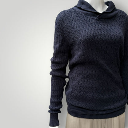 DAVID JONES / silk cotton jumper / shawl neck / s (3918020952289189966)