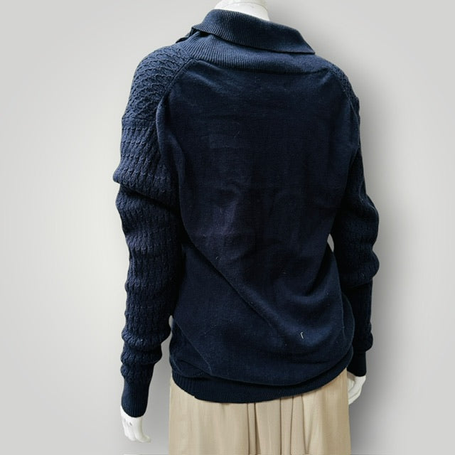 DAVID JONES / silk cotton jumper / shawl neck / s (3918020953608473183)