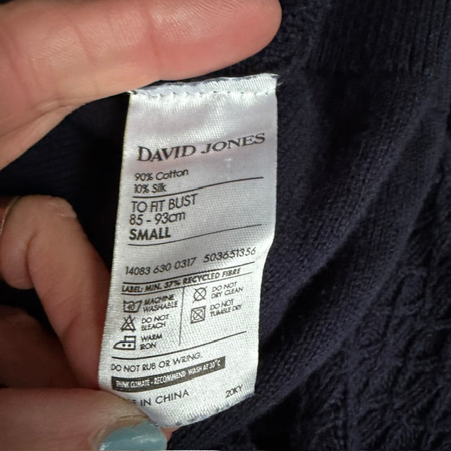 DAVID JONES / silk cotton jumper / shawl neck / s (3918020978149905719)