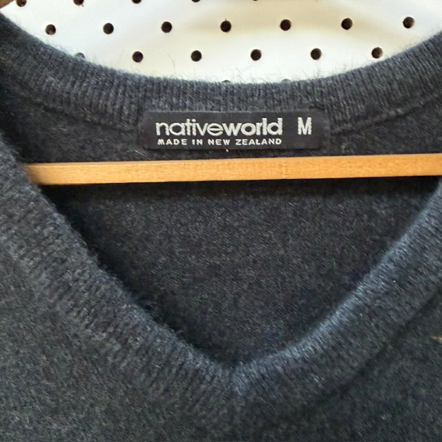 NATIVEWORLD / merino possum silk grey jumper / M (3918290056398939588)