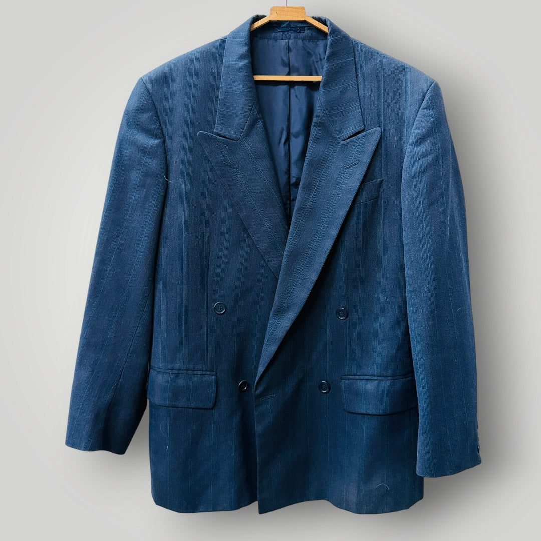 1990s vintage / double breasted pleated pants wool suit / s/m (3918290572463422780)