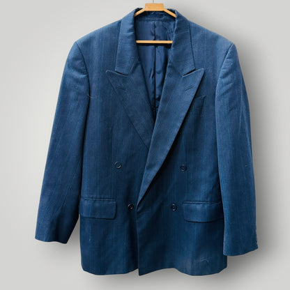 1990s vintage / double breasted pleated pants wool suit / s/m (3918290572463422780)