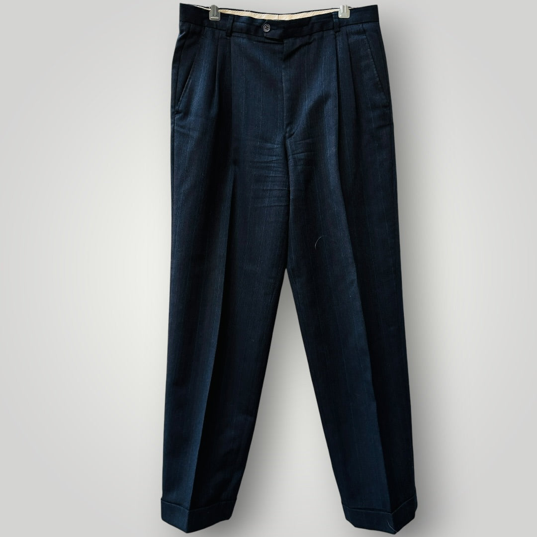 1990s vintage / double breasted pleated pants wool suit / s/m (3918290576352100094)