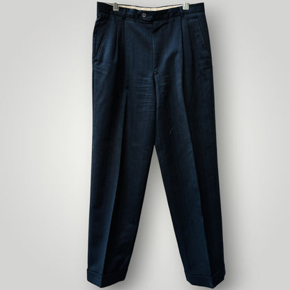 1990s vintage / double breasted pleated pants wool suit / s/m (3918290576352100094)