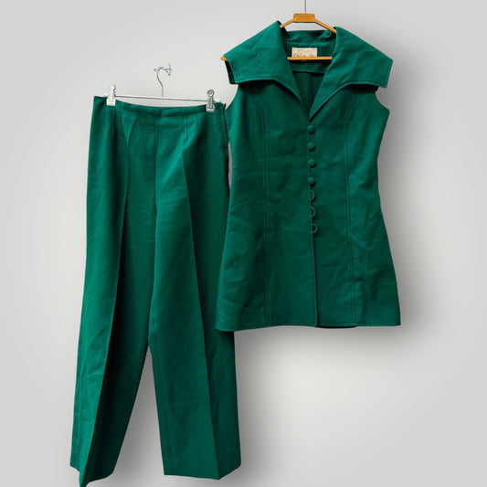 1970s nz vintage / CHAPARELLE / green trouser suit / s (3918290592395510362)
