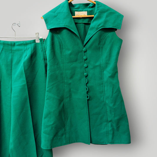 1970s nz vintage / CHAPARELLE / green trouser suit / s (3918290593855145082)