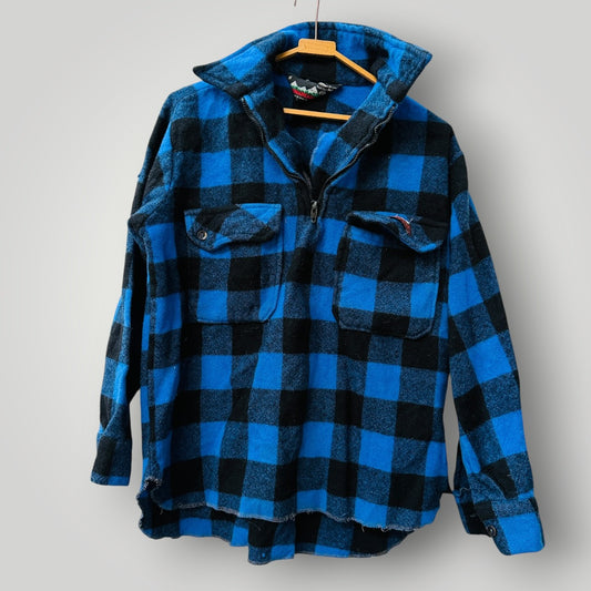 1990s vintage / REMARKABLE / blue + black bush shirt / m (3918290600855544004)